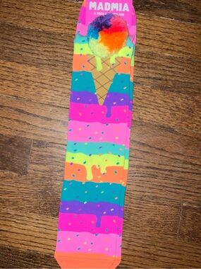 Madmia Rainbow Pom Pom Ice Cream Cone Knee Socks